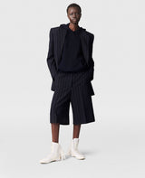 Tailored Pinstripe Wool Shorts - Ink