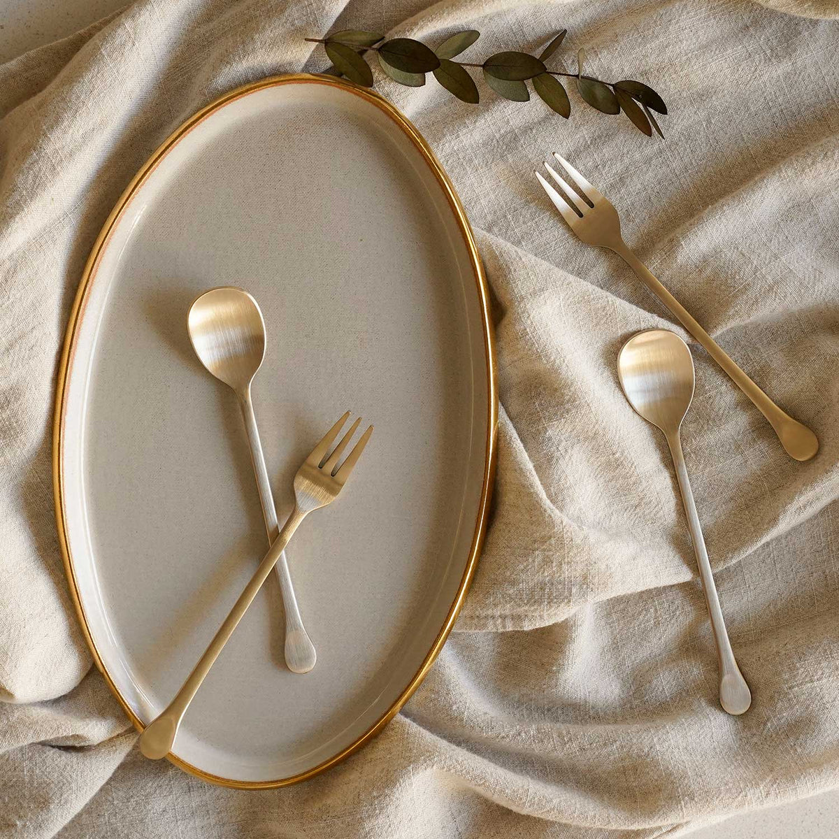 Tea & Dessert Round Cutlery Set for 2 PPL - 4 PCS