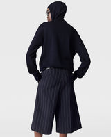 Tailored Pinstripe Wool Shorts - Ink