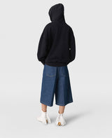 Center Pleat Denim Tailored Bermuda Shorts - Dark Wash