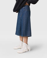 Center Pleat Denim Tailored Bermuda Shorts - Dark Wash