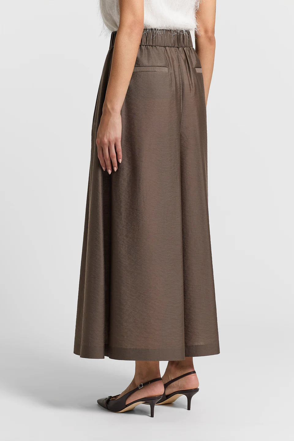 Flared lyocell-blend trousers