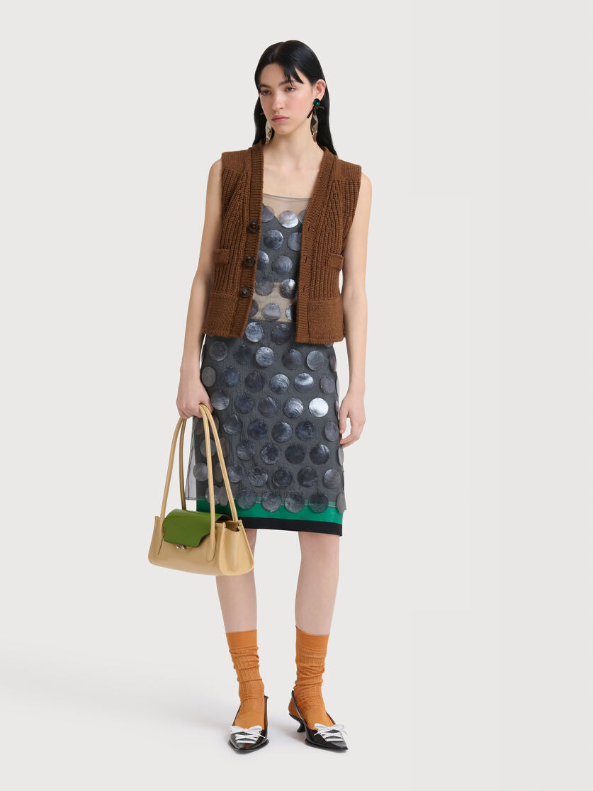 Brown Wool Vest With Button Front