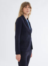 French Terry Fleece One Button Blazer - Marine