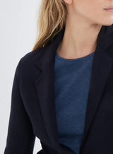 French Terry Fleece One Button Blazer - Marine