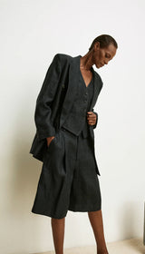 DB Peaked Lapel Blazer - Carbon Glencheck