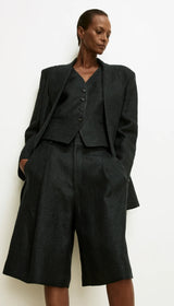 DB Peaked Lapel Blazer - Carbon Glencheck