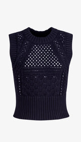 Crochet Vest - Navy