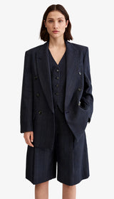 DB Peaked Lapel Blazer - Carbon Glencheck