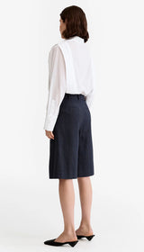 Pleated Long Short - Carbon Glencheck