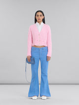 Blue leather shoulder bag with Marni Mending - Opal