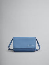 Blue leather shoulder bag with Marni Mending - Opal