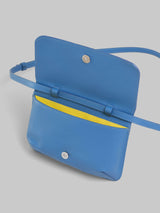Blue leather shoulder bag with Marni Mending - Opal