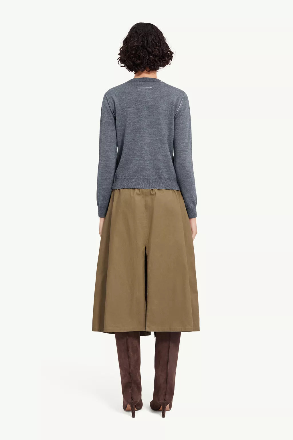 Button-front wool blend knit cardigan