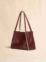 Brown leather Cresta E/W small tote bag