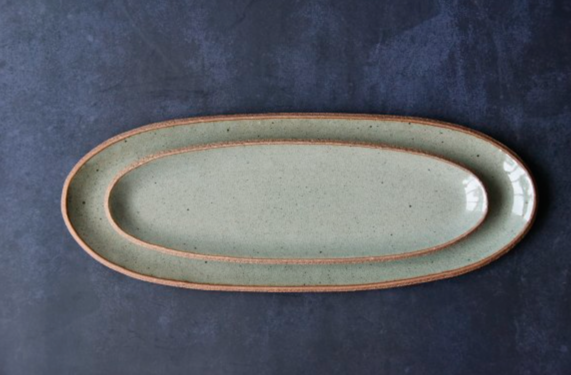 Watercolor Long Oval Ceramic Plate Small | 물색 긴타원 접시 (소)