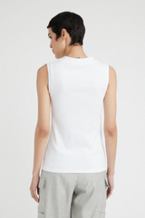 V-NECK MICRO RIB TOP - PEARL BEIGE
