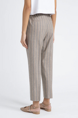 STRETCH WOOL FLANNEL TROUSERS - STRIPED MACCHIATO