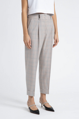 VIRGIN WOOL LUREX TROUSERS - FOG GRAY