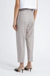 VIRGIN WOOL LUREX TROUSERS - FOG GRAY