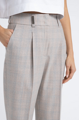 VIRGIN WOOL LUREX TROUSERS - FOG GRAY