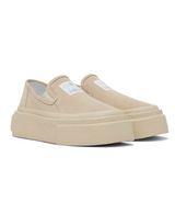 Beige Suede Platform Slip On