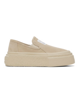 Beige Suede Platform Slip On