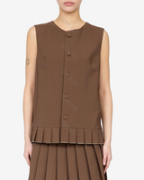 Pleated wool blend sleeveless top
