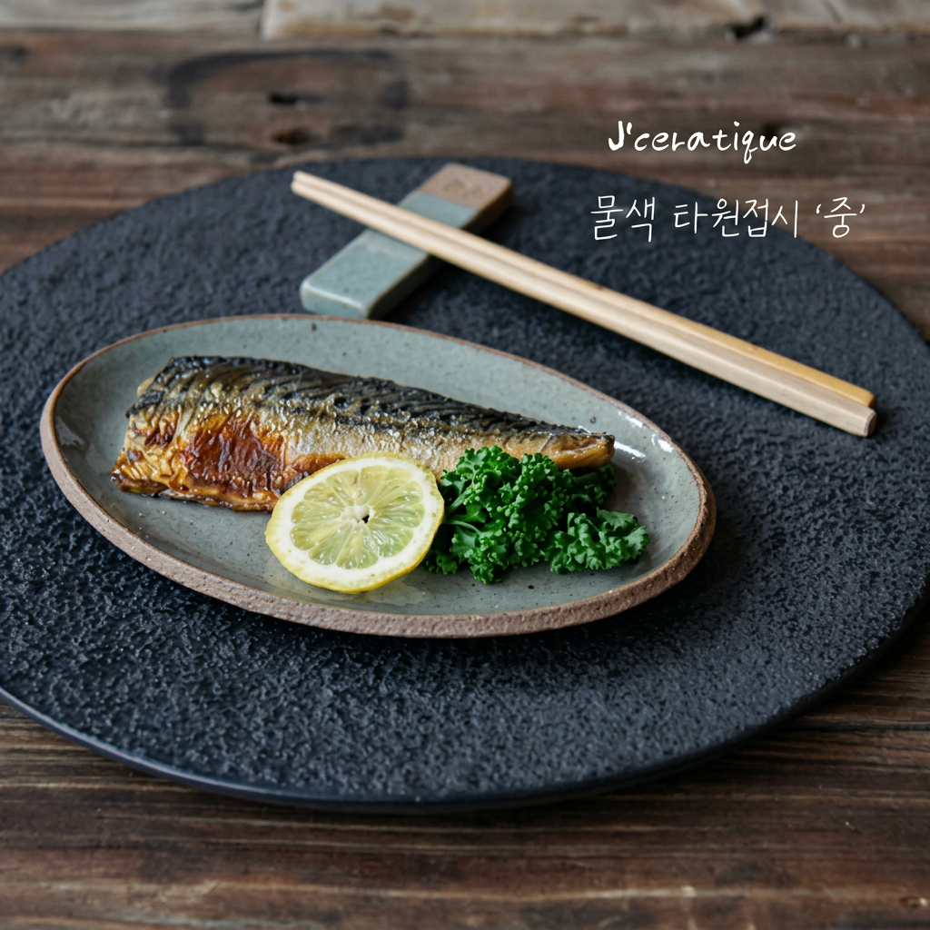 Watercolor Oval Plate Med | 물색 타원 접시 (중)