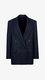 DB Peaked Lapel Blazer - Carbon Glencheck