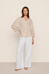 Linen Blend Relaxed Quarter Sleeve Top