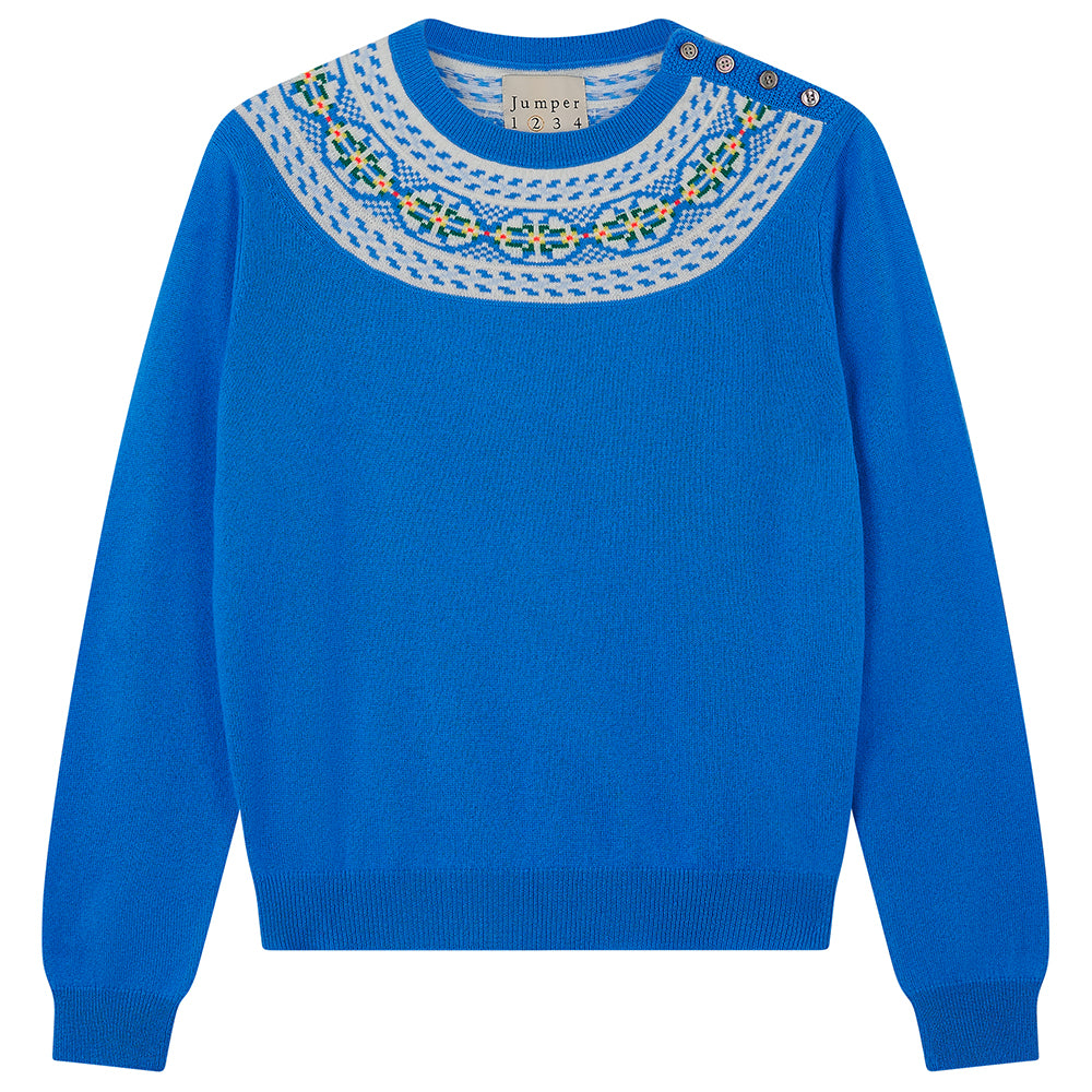 Wool Cashmere Yoke Fair Isle Crew