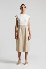 Bi-Material Midi Dress
