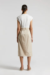 Bi-Material Midi Dress