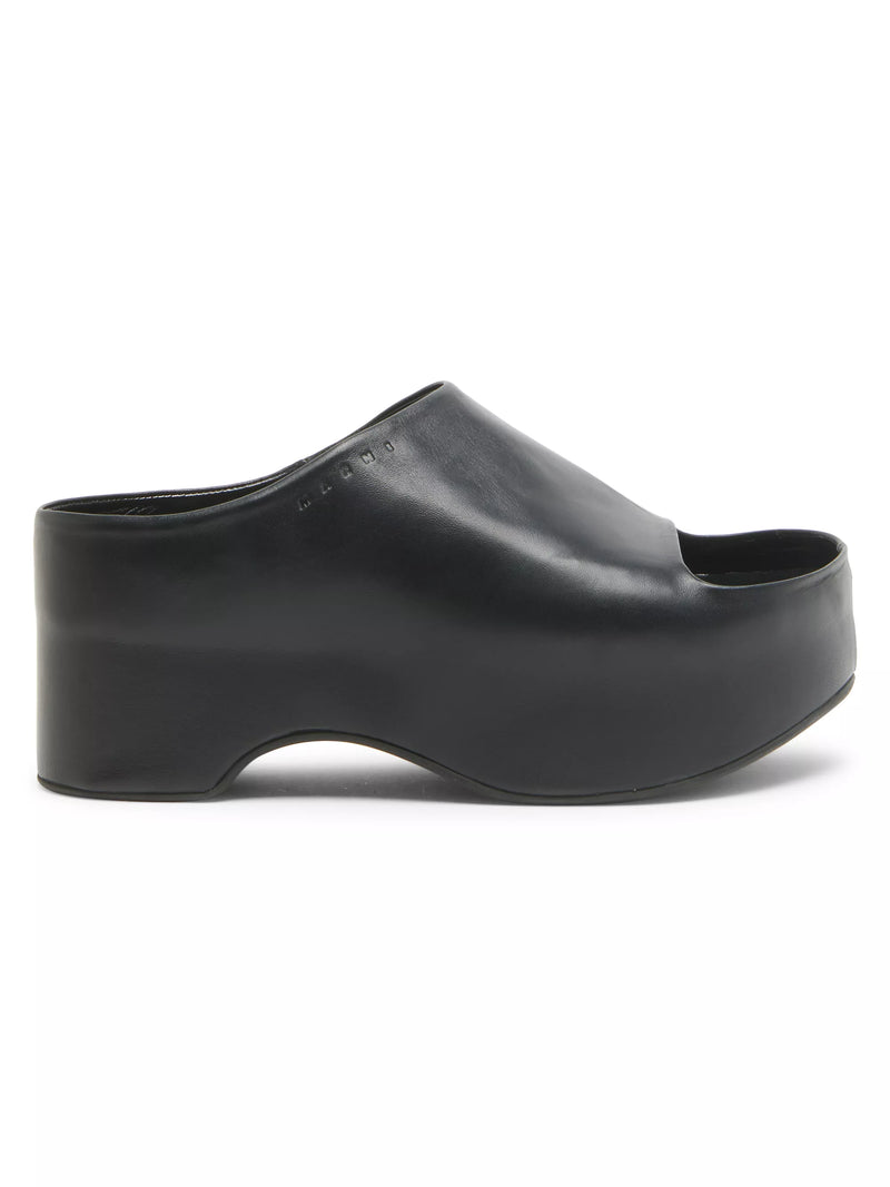 [MARNI] LEATHER CHUNKY CLOG SANDAL - BLACK