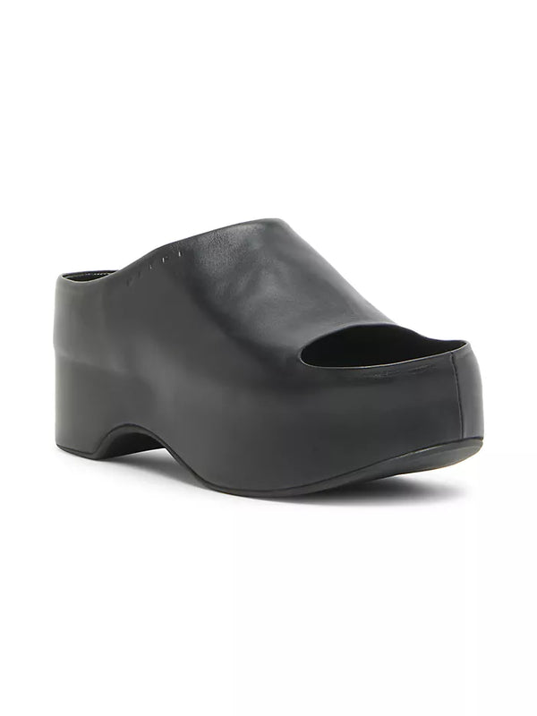 [MARNI] LEATHER CHUNKY CLOG SANDAL - BLACK