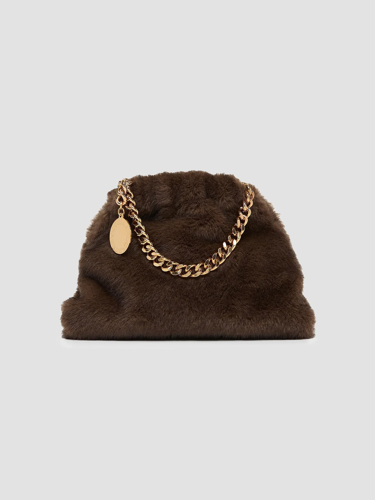 Falabella Soft Clutch With Chain Mink Plush Fabric