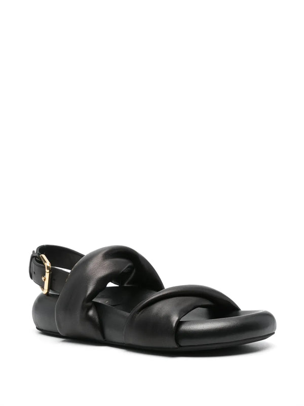 [MARNI] Logo Print Leather Bubble Sandal - BLACK
