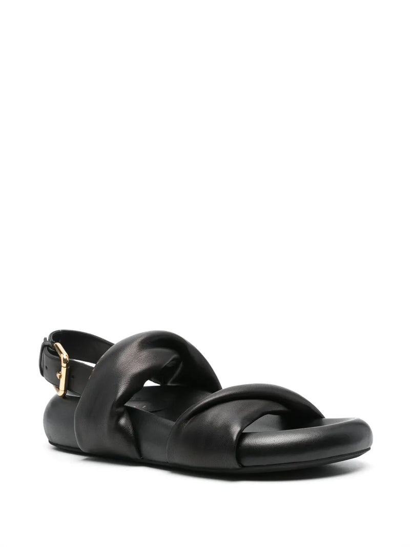 [MARNI] Logo Print Leather Bubble Sandal - BLACK