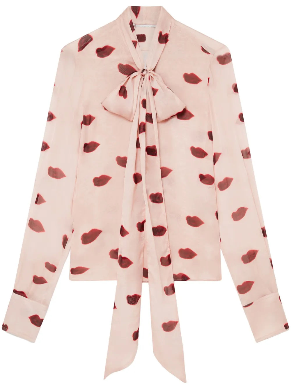 Lips Print Tie Neck Blouse