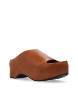 [MARNI] LEATHER CHUNKY CLOG SANDAL - WOOD