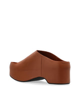 [MARNI] LEATHER CHUNKY CLOG SANDAL - WOOD