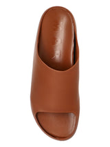 [MARNI] LEATHER CHUNKY CLOG SANDAL - WOOD