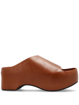 [MARNI] LEATHER CHUNKY CLOG SANDAL - WOOD