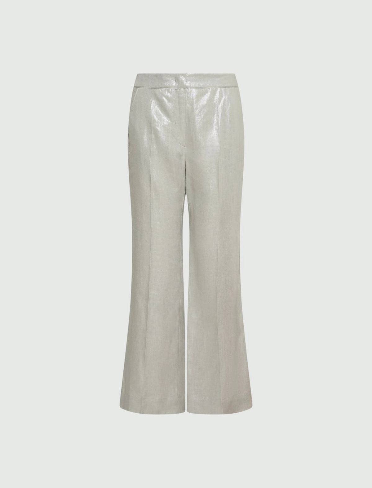 [Marella] Laminated Linen Trousers Nardo - Light Grey