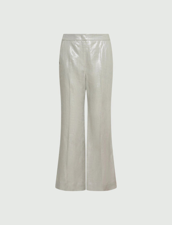 [Marella] Laminated Linen Trousers Nardo - Light Grey