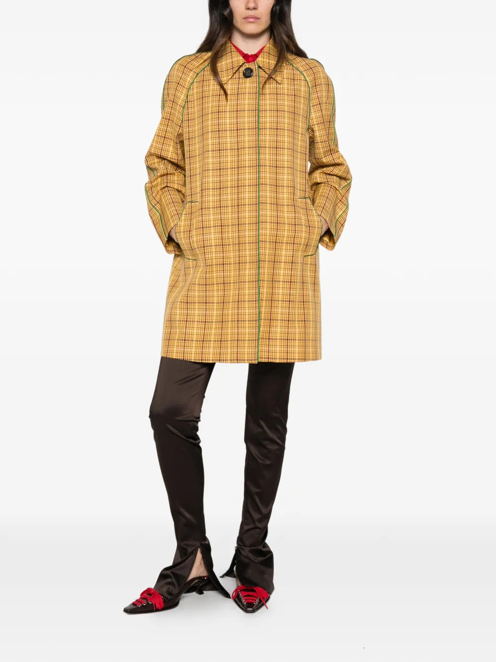 Check-Pattern Piping-Detail Coat