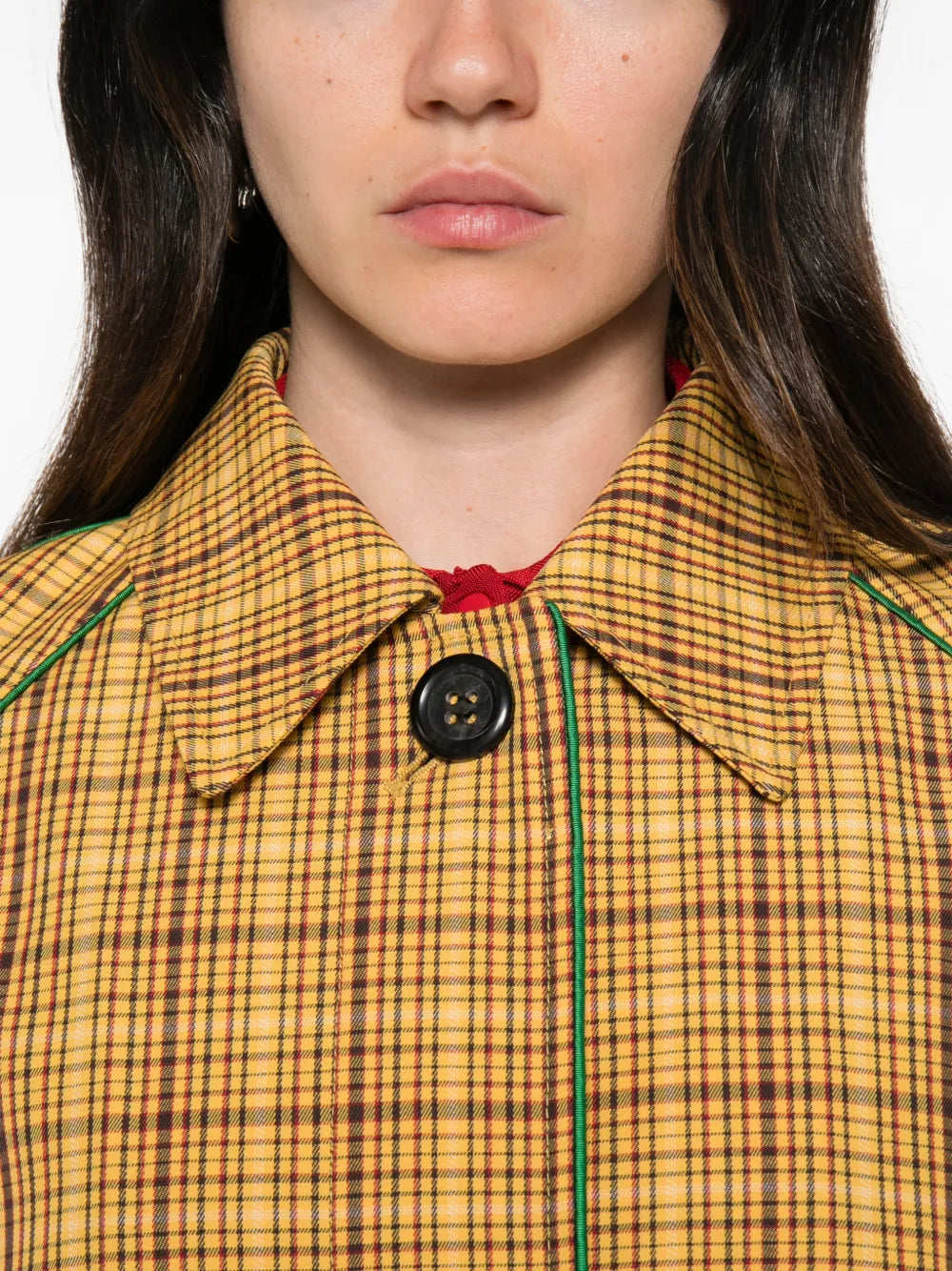 Check-Pattern Piping-Detail Coat