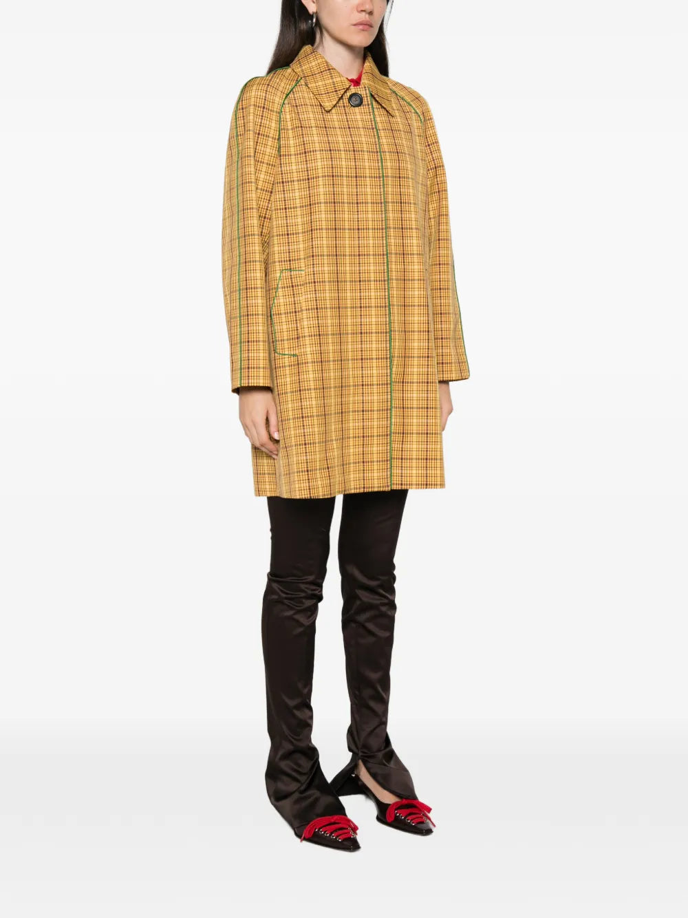 Check-Pattern Piping-Detail Coat