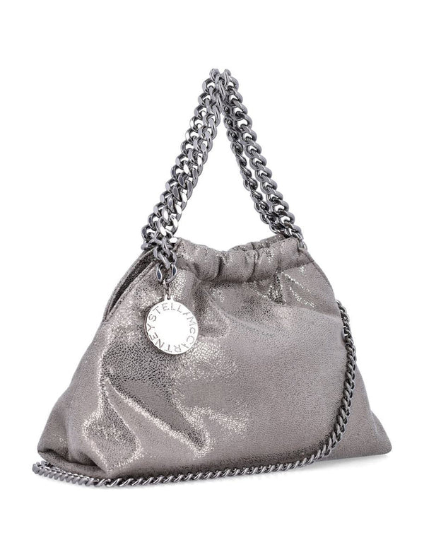 [S.McCARTNEY] Falabella Mini Drawstring Bag Eco Shiny Dotted Chamois - Steel Grey